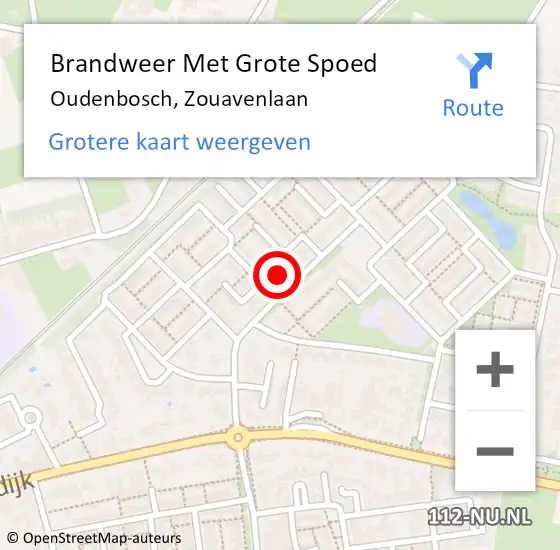 Locatie op kaart van de 112 melding: Brandweer Met Grote Spoed Naar Oudenbosch, Zouavenlaan op 6 juli 2022 09:45