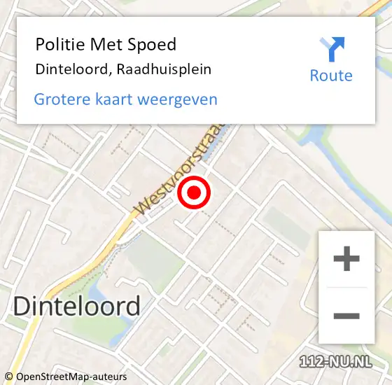 Locatie op kaart van de 112 melding: Politie Met Spoed Naar Dinteloord, Raadhuisplein op 6 juli 2022 10:00