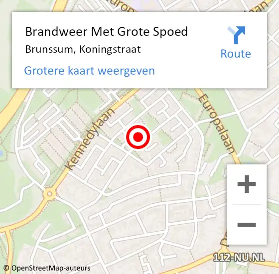 Locatie op kaart van de 112 melding: Brandweer Met Grote Spoed Naar Brunssum, Koningstraat op 6 juli 2022 10:18