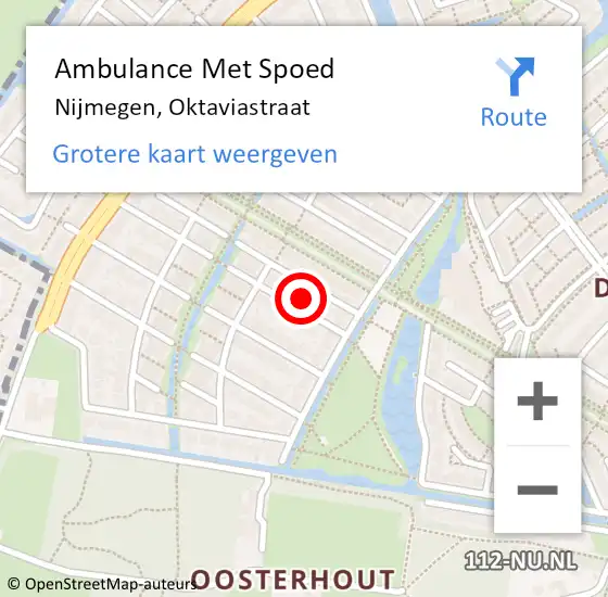 Locatie op kaart van de 112 melding: Ambulance Met Spoed Naar Nijmegen, Oktaviastraat op 6 juli 2022 10:32