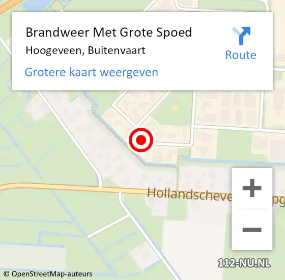 Locatie op kaart van de 112 melding: Brandweer Met Grote Spoed Naar Hoogeveen, Buitenvaart op 6 juli 2022 10:40