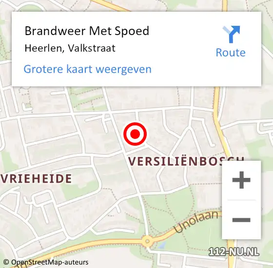 Locatie op kaart van de 112 melding: Brandweer Met Spoed Naar Heerlen, Valkstraat op 6 juli 2022 10:42