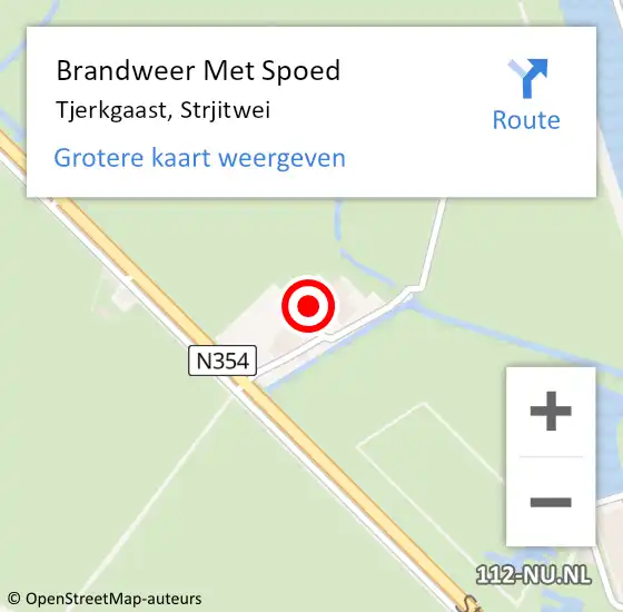 Locatie op kaart van de 112 melding: Brandweer Met Spoed Naar Tjerkgaast, Strjitwei op 6 juli 2022 11:25