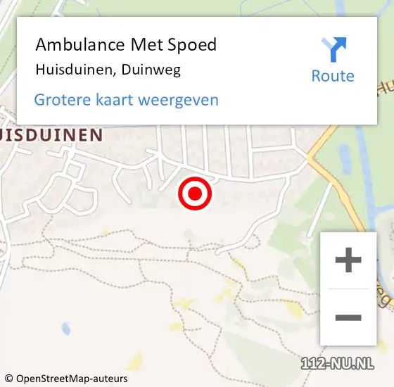 Locatie op kaart van de 112 melding: Ambulance Met Spoed Naar Huisduinen, Duinweg op 6 juli 2022 11:27