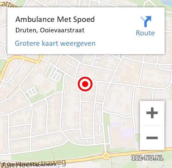 Locatie op kaart van de 112 melding: Ambulance Met Spoed Naar Druten, Ooievaarstraat op 6 juli 2022 11:39