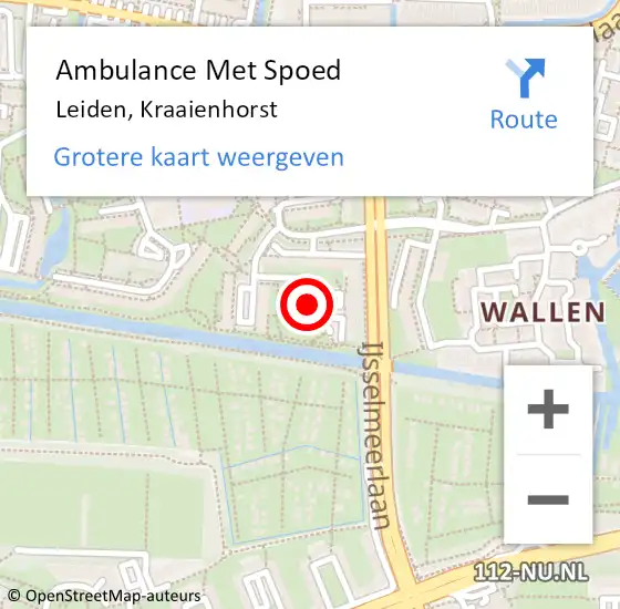 Locatie op kaart van de 112 melding: Ambulance Met Spoed Naar Leiden, Kraaienhorst op 6 juli 2022 11:48