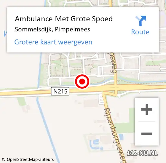 Locatie op kaart van de 112 melding: Ambulance Met Grote Spoed Naar Sommelsdijk, Pimpelmees op 6 juli 2022 11:58
