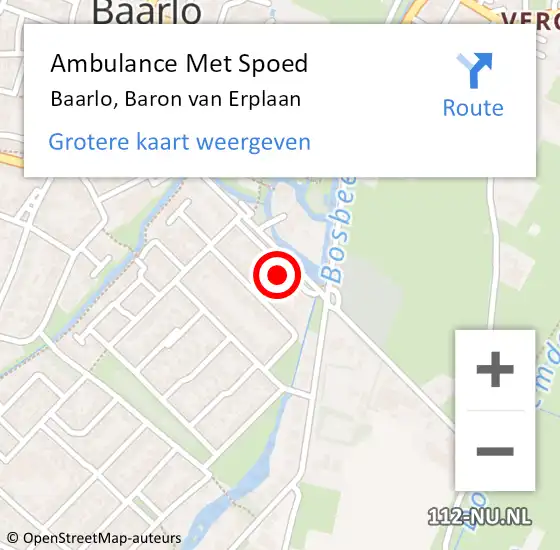 Locatie op kaart van de 112 melding: Ambulance Met Spoed Naar Baarlo, Baron van Erplaan op 22 juli 2014 12:30