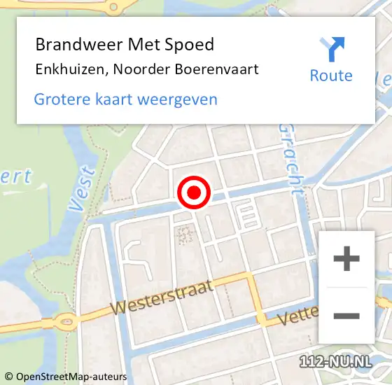 Locatie op kaart van de 112 melding: Brandweer Met Spoed Naar Enkhuizen, Noorder Boerenvaart op 6 juli 2022 12:04