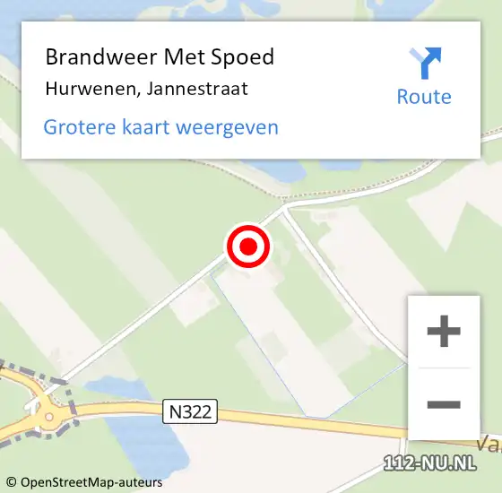 Locatie op kaart van de 112 melding: Brandweer Met Spoed Naar Hurwenen, Jannestraat op 6 juli 2022 12:14