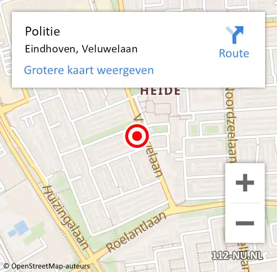 Locatie op kaart van de 112 melding: Politie Eindhoven, Veluwelaan op 6 juli 2022 12:18