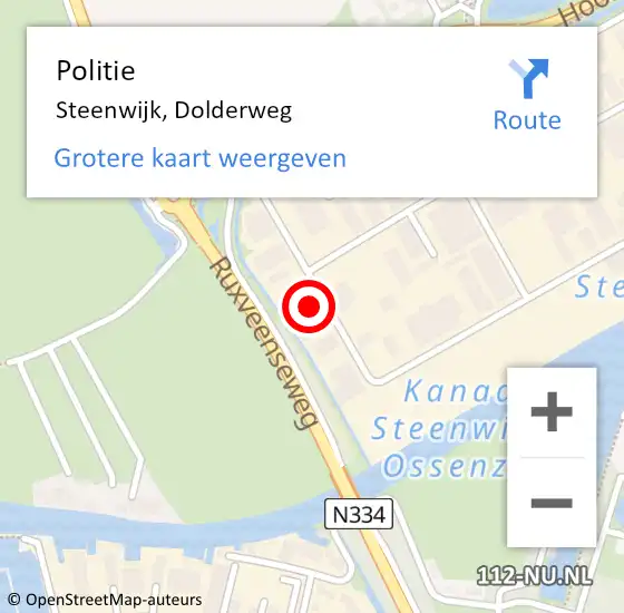 Locatie op kaart van de 112 melding: Politie Steenwijk, Dolderweg op 6 juli 2022 12:34