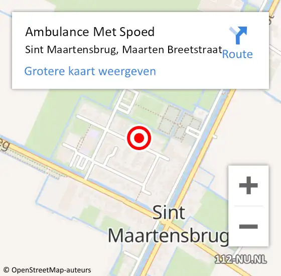 Locatie op kaart van de 112 melding: Ambulance Met Spoed Naar Sint Maartensbrug, Maarten Breetstraat op 6 juli 2022 12:36