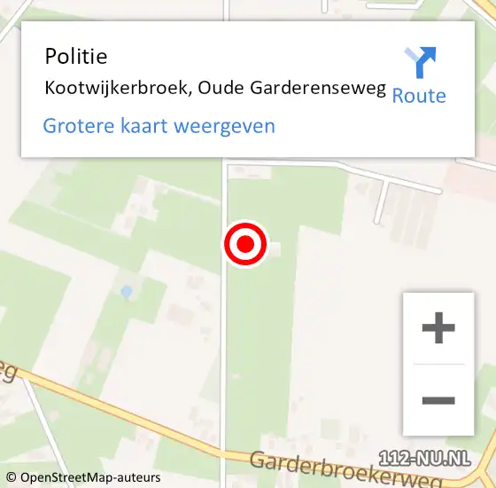 Locatie op kaart van de 112 melding: Politie Kootwijkerbroek, Oude Garderenseweg op 6 juli 2022 12:49