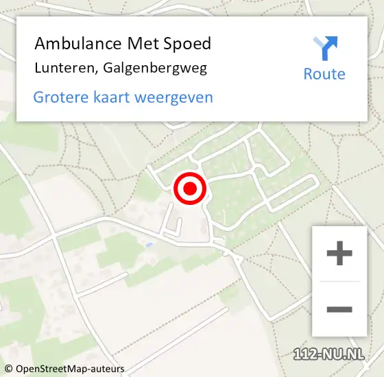 Locatie op kaart van de 112 melding: Ambulance Met Spoed Naar Lunteren, Galgenbergweg op 6 juli 2022 12:53