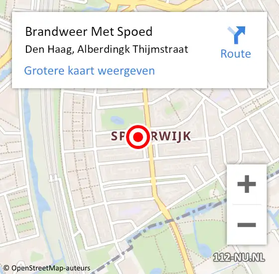 Locatie op kaart van de 112 melding: Brandweer Met Spoed Naar Den Haag, Alberdingk Thijmstraat op 6 juli 2022 12:59