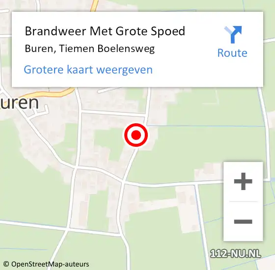 Locatie op kaart van de 112 melding: Brandweer Met Grote Spoed Naar Buren, Tiemen Boelensweg op 6 juli 2022 13:00