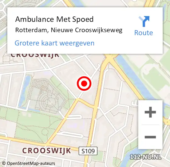 Locatie op kaart van de 112 melding: Ambulance Met Spoed Naar Rotterdam, Nieuwe Crooswijkseweg op 6 juli 2022 13:08
