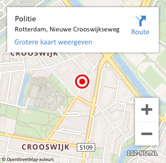 Locatie op kaart van de 112 melding: Politie Rotterdam, Nieuwe Crooswijkseweg op 6 juli 2022 13:09