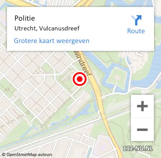 Locatie op kaart van de 112 melding: Politie Utrecht, Vulcanusdreef op 6 juli 2022 13:10