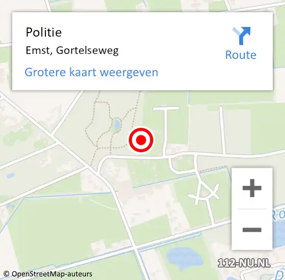 Locatie op kaart van de 112 melding: Politie Emst, Gortelseweg op 6 juli 2022 13:33