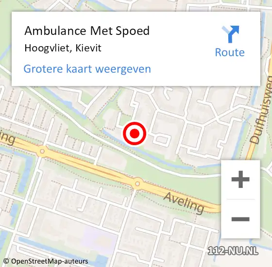 Locatie op kaart van de 112 melding: Ambulance Met Spoed Naar Hoogvliet, Kievit op 6 juli 2022 13:33