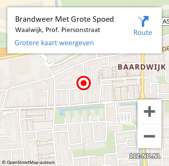 Locatie op kaart van de 112 melding: Brandweer Met Grote Spoed Naar Waalwijk, Prof. Piersonstraat op 6 juli 2022 13:34