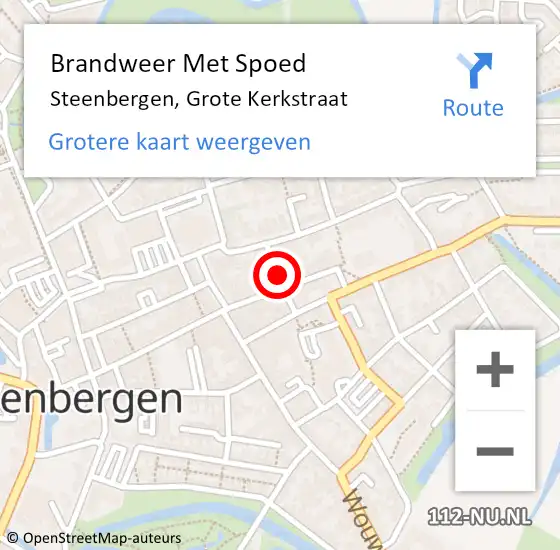 Locatie op kaart van de 112 melding: Brandweer Met Spoed Naar Steenbergen, Grote Kerkstraat op 6 juli 2022 13:53