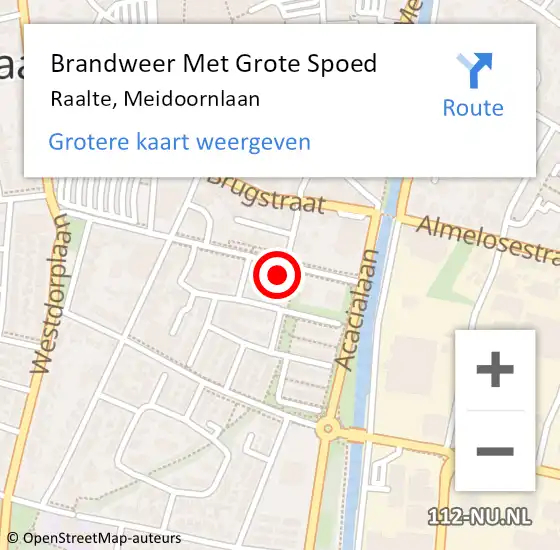 Locatie op kaart van de 112 melding: Brandweer Met Grote Spoed Naar Raalte, Meidoornlaan op 6 juli 2022 13:55