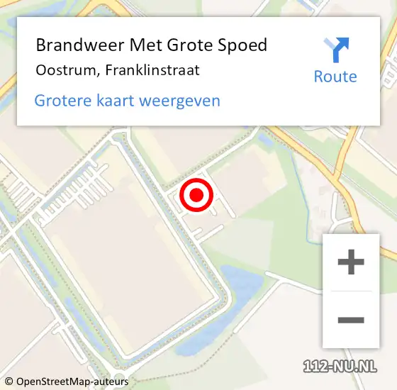 Locatie op kaart van de 112 melding: Brandweer Met Grote Spoed Naar Oostrum, Franklinstraat op 6 juli 2022 14:04