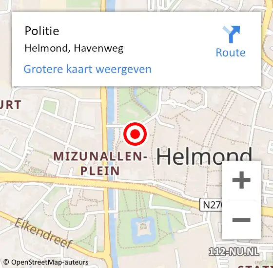 Locatie op kaart van de 112 melding: Politie Helmond, Havenweg op 6 juli 2022 14:30