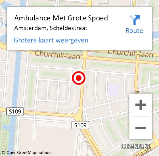 Locatie op kaart van de 112 melding: Ambulance Met Grote Spoed Naar Amsterdam, Scheldestraat op 6 juli 2022 14:39
