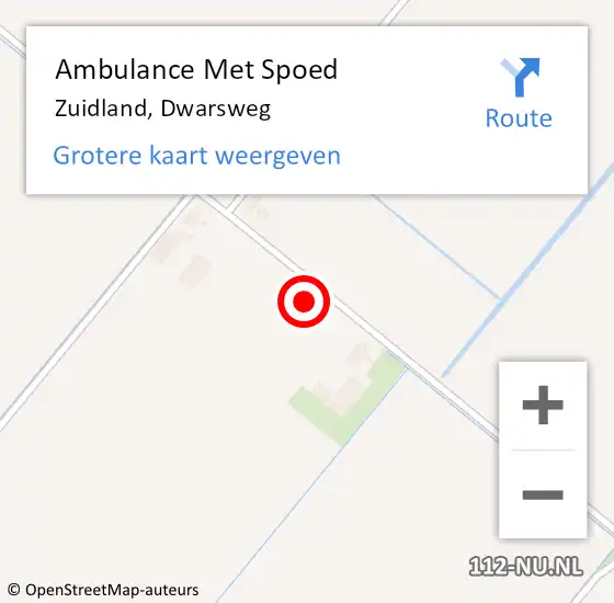 Locatie op kaart van de 112 melding: Ambulance Met Spoed Naar Zuidland, Dwarsweg op 6 juli 2022 14:41