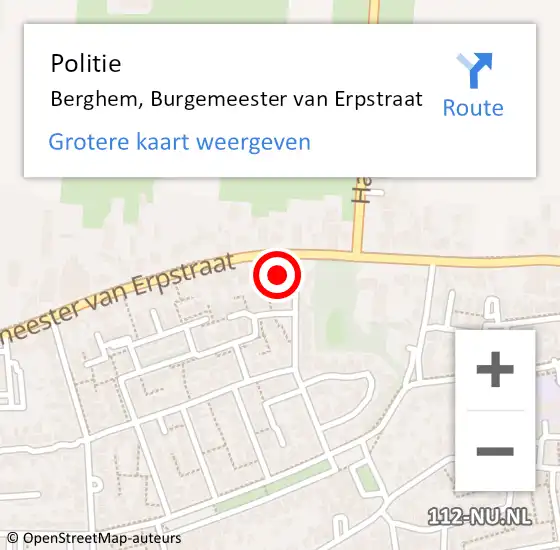 Locatie op kaart van de 112 melding: Politie Berghem, Burgemeester van Erpstraat op 6 juli 2022 14:46