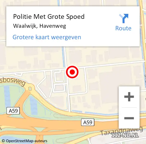 Locatie op kaart van de 112 melding: Politie Met Grote Spoed Naar Waalwijk, Havenweg op 6 juli 2022 14:56