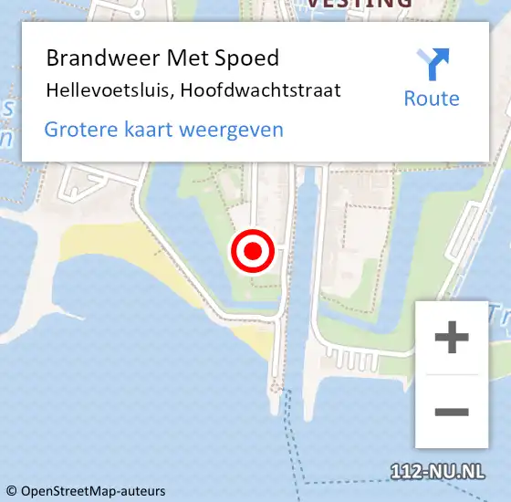 Locatie op kaart van de 112 melding: Brandweer Met Spoed Naar Hellevoetsluis, Hoofdwachtstraat op 6 juli 2022 14:57