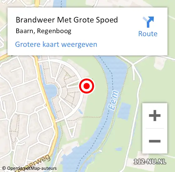 Locatie op kaart van de 112 melding: Brandweer Met Grote Spoed Naar Baarn, Regenboog op 6 juli 2022 14:59