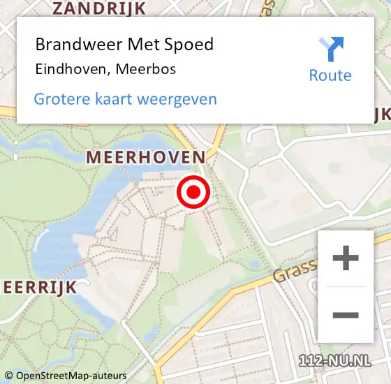 Locatie op kaart van de 112 melding: Brandweer Met Spoed Naar Eindhoven, Meerbos op 6 juli 2022 15:01