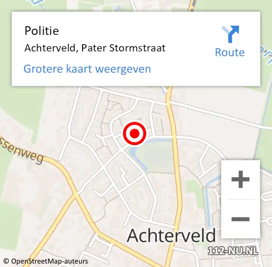 Locatie op kaart van de 112 melding: Politie Achterveld, Pater Stormstraat op 6 juli 2022 15:08