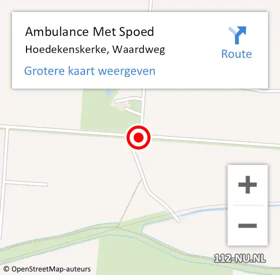 Locatie op kaart van de 112 melding: Ambulance Met Spoed Naar Hoedekenskerke, Waardweg op 22 juli 2014 12:51