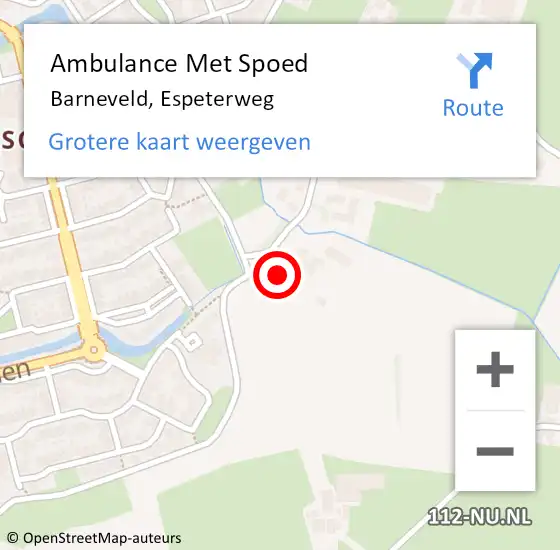 Locatie op kaart van de 112 melding: Ambulance Met Spoed Naar Barneveld, Espeterweg op 6 juli 2022 15:24