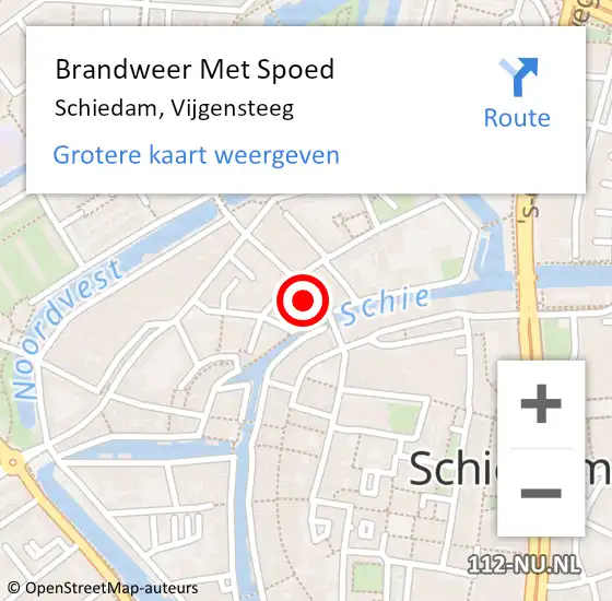 Locatie op kaart van de 112 melding: Brandweer Met Spoed Naar Schiedam, Vijgensteeg op 6 juli 2022 15:32