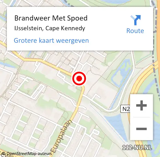 Locatie op kaart van de 112 melding: Brandweer Met Spoed Naar IJsselstein, Cape Kennedy op 6 juli 2022 15:45