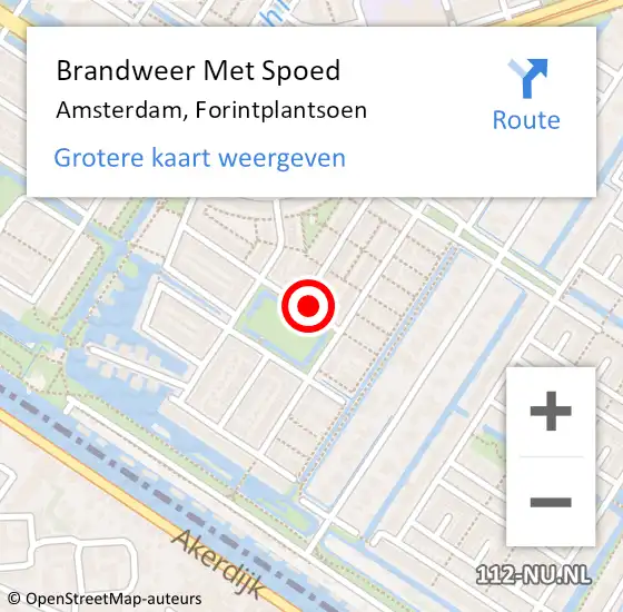 Locatie op kaart van de 112 melding: Brandweer Met Spoed Naar Amsterdam, Forintplantsoen op 6 juli 2022 16:00
