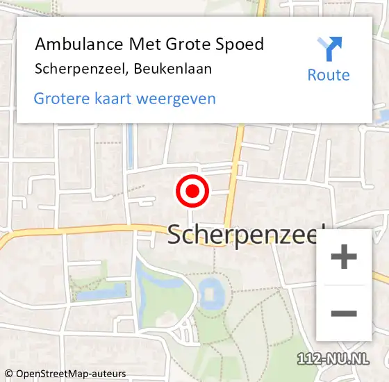 Locatie op kaart van de 112 melding: Ambulance Met Grote Spoed Naar Scherpenzeel, Beukenlaan op 6 juli 2022 16:09