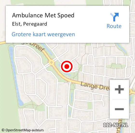 Locatie op kaart van de 112 melding: Ambulance Met Spoed Naar Elst, Peregaard op 6 juli 2022 16:09
