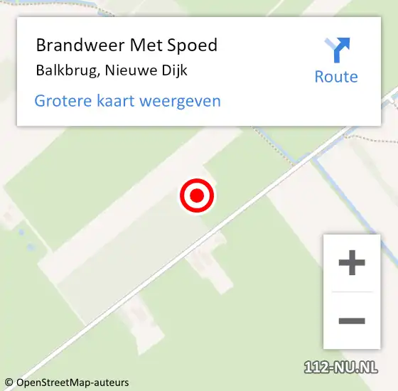 Locatie op kaart van de 112 melding: Brandweer Met Spoed Naar Balkbrug, Nieuwe Dijk op 6 juli 2022 16:58