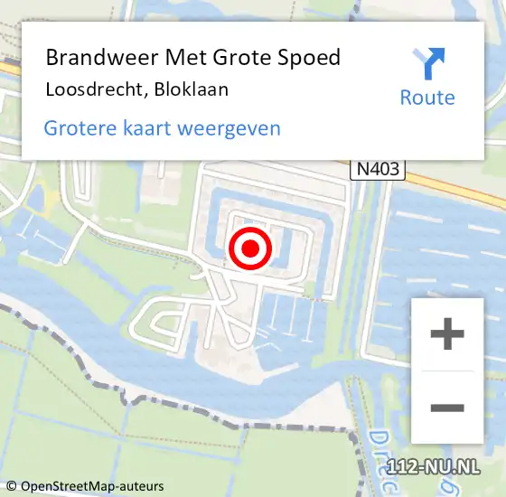 Locatie op kaart van de 112 melding: Brandweer Met Grote Spoed Naar Loosdrecht, Bloklaan op 6 juli 2022 16:59