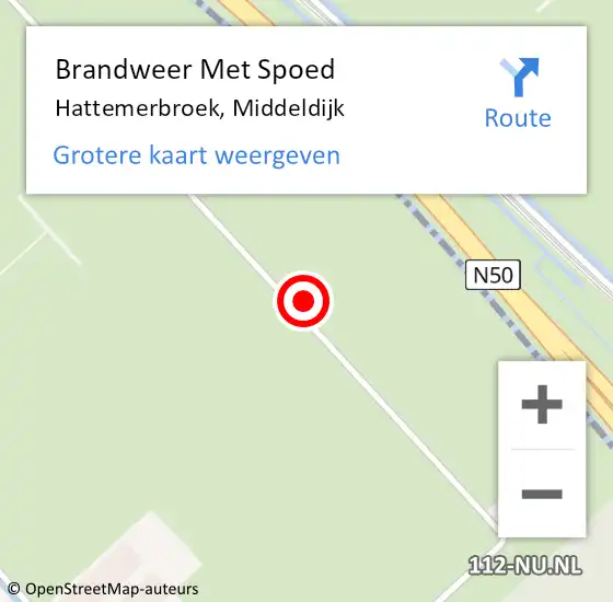 Locatie op kaart van de 112 melding: Brandweer Met Spoed Naar Hattemerbroek, Middeldijk op 6 juli 2022 17:00