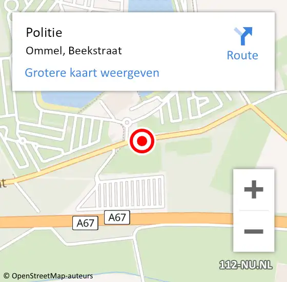 Locatie op kaart van de 112 melding: Politie Ommel, Beekstraat op 6 juli 2022 17:04